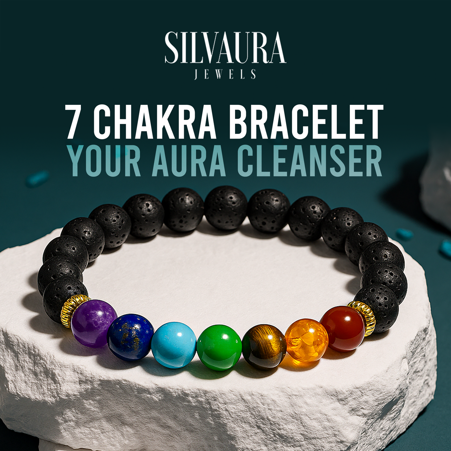 SILVAURA JEWELS 7 Chakra Bracelet with Semi Precious Stones