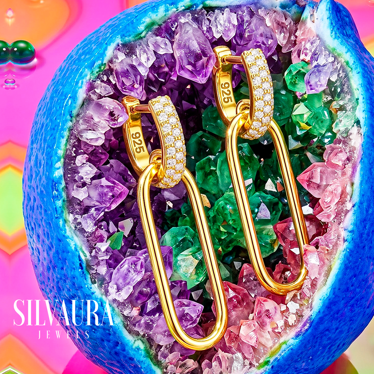 SILVAURA JEWELS 925 Sterling Silver Hoop Earrings Gold Plated
