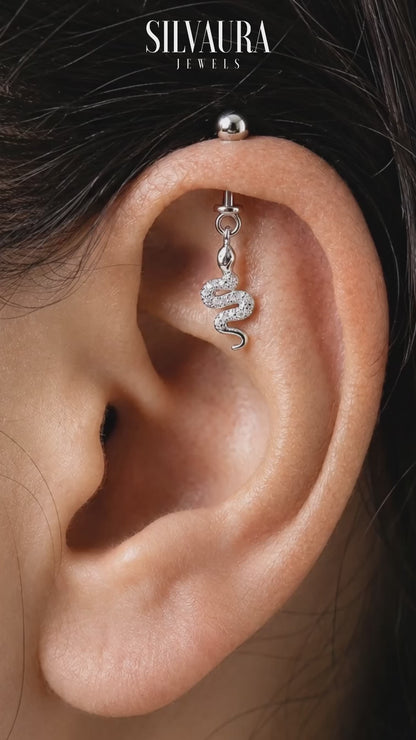 SILVAURA JEWELS 925 silver helix earring Dangle Snake Stud