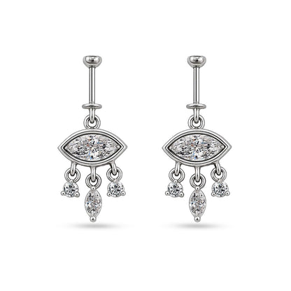 925 Sterling Silver Eye Motif Helix Earrings with clear gemstone accents by SILVAURA