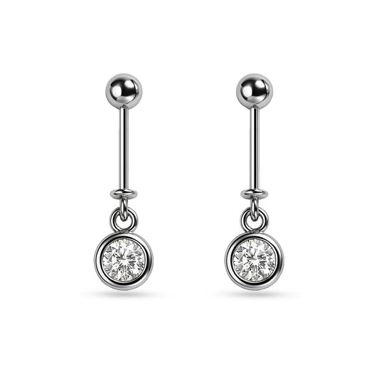 925 Sterling Silver Round Helix Earrings by SILVAURA with sparkling round clear gemstones